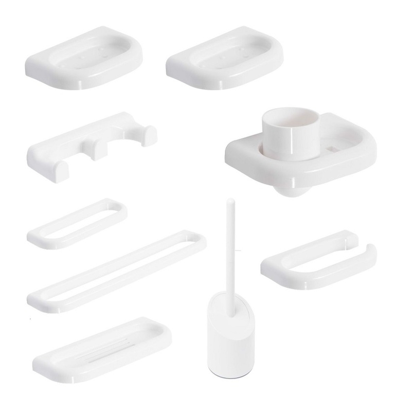 kit accessori metaform linea bagno 9 pezzi bianco