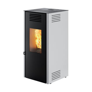 Stufa A Pellet ad Aria Modello Lato 10S 9 Kw Grigio Metallizato Caminetti Montegrappa