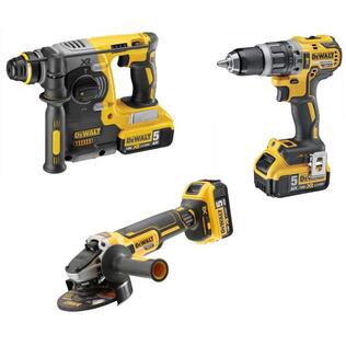 Kit Dewalt 18V 5 Ah Tassellatore Trapano A Percussione e Smerigliatrice Dch273P2T-Dcd796P2 Dcg405Nt