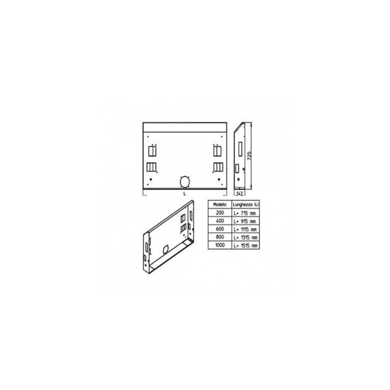 cassaforma per ventilconvettore incasso sli e rsi 600 innova in lamiera