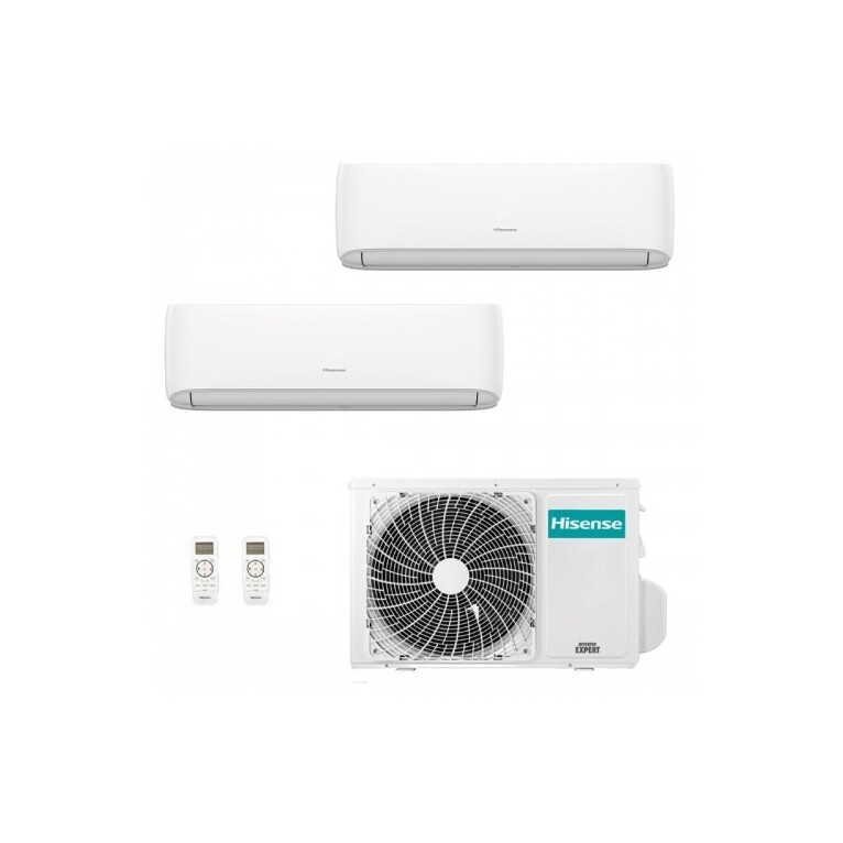 climatizzatore dual split hisense hi comfort 9000 + 12000 btu wifi inverter a++/a+ r32 con unità esterna 6.2 kw