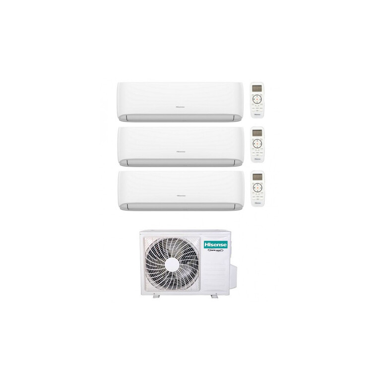 climatizzatore trial split hisense hi comfort 7000 + 9000 + 9000 btu wifi inverter a++/a+ r32 con unità esterna 5.2 kw