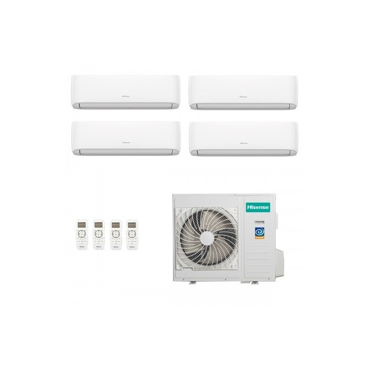 climatizzatore quadri split hisense hi comfort 9000 + 9000 + 9000 + 24000 btu wifi inverter a++/a+ r32 con unità esterna 12.5 kw