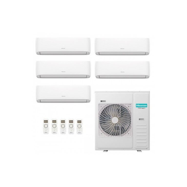climatizzatore penta split hisense hi comfort 9000 + 9000 + 9000 + 12000 + 12000 btu wifi inverter a++/a+ r32 con unità esterna 10 kw