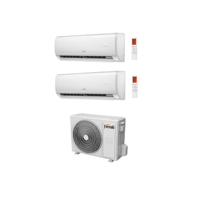 climatizzatore dual split ferroli giada 9000 + 12000 btu unità esterna 5.3 kw inverter wifi incluso gas r32 a++