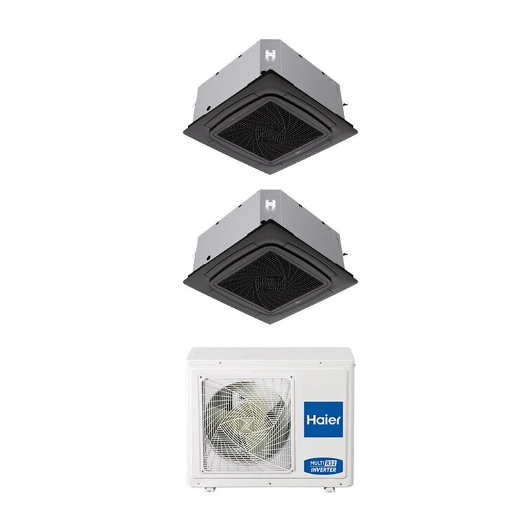 climatizzatore dual split haier cassetta 620 4 vie nero wifi integrato a++ / a+ 9000+12000 btu r32 3u55s2sr5fa