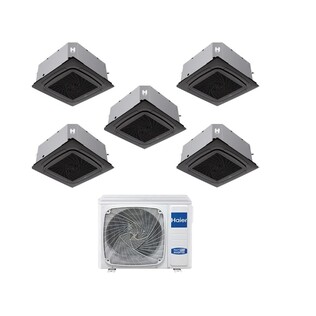 Climatizzatore Penta Split Haier Cassetta 620 4 Vie Nero WiFi Integrato A++ / A+ 9000+9000+9000+12000+12000 BTU R32 5U125S2SN1FA