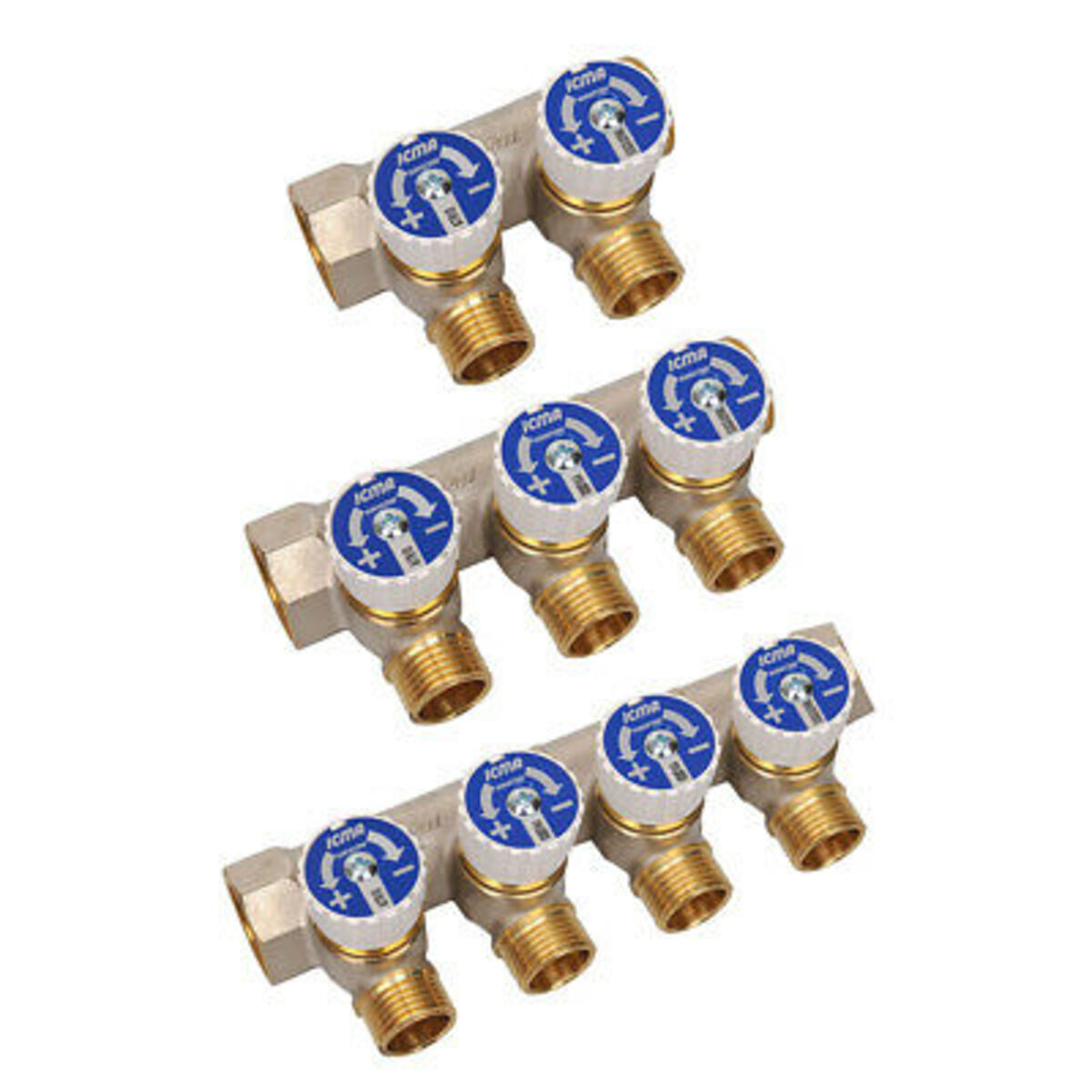 QUICK PLOMBERIE Collettore In Ottone Con Dado Girevole 3/4" Maschio E 2 Uscite 1/2" Maschio - Interasse 50mm, Per Acqua Potabile