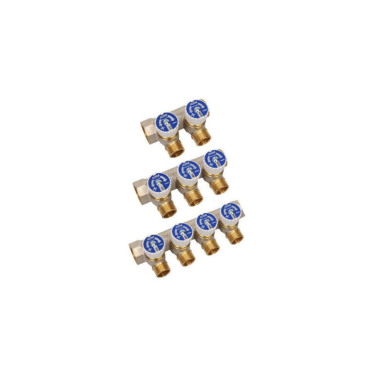 collettore in ottone 3/4" 4 vie maschio-femmina componibile fil 24x1,5 con rubinetti icma